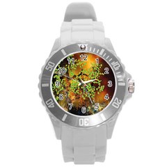 Backdrop Background Tree Abstract Round Plastic Sport Watch (L)