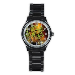 Backdrop Background Tree Abstract Stainless Steel Round Watch