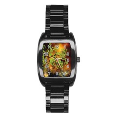 Backdrop Background Tree Abstract Stainless Steel Barrel Watch