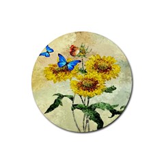 Backdrop Colorful Butterfly Rubber Coaster (round)  by Nexatart