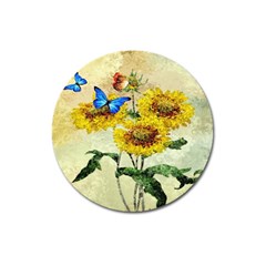 Backdrop Colorful Butterfly Magnet 3  (round) by Nexatart