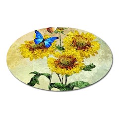 Backdrop Colorful Butterfly Oval Magnet by Nexatart