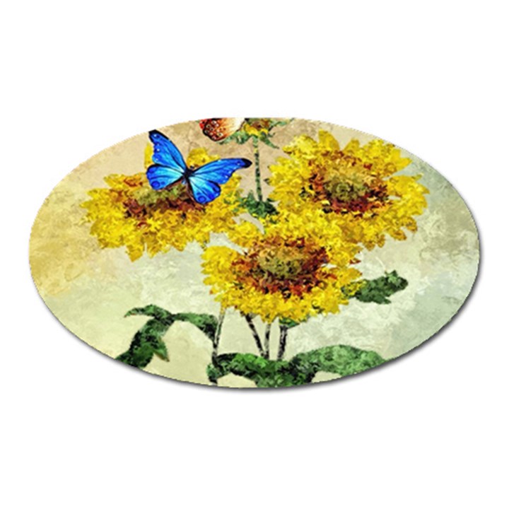 Backdrop Colorful Butterfly Oval Magnet