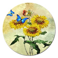 Backdrop Colorful Butterfly Magnet 5  (round) by Nexatart