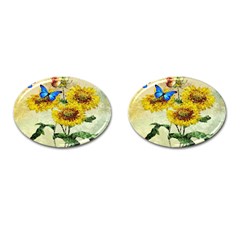 Backdrop Colorful Butterfly Cufflinks (oval) by Nexatart