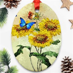 Backdrop Colorful Butterfly Oval Ornament (two Sides) by Nexatart