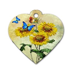 Backdrop Colorful Butterfly Dog Tag Heart (two Sides) by Nexatart