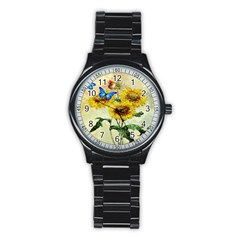 Backdrop Colorful Butterfly Stainless Steel Round Watch by Nexatart