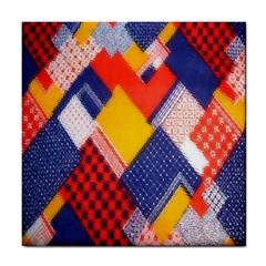 Background Fabric Multicolored Patterns Tile Coasters by Nexatart