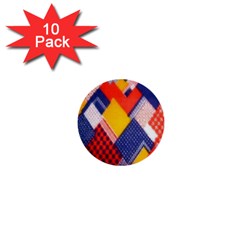 Background Fabric Multicolored Patterns 1  Mini Buttons (10 Pack)  by Nexatart