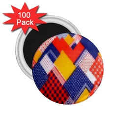 Background Fabric Multicolored Patterns 2 25  Magnets (100 Pack)  by Nexatart