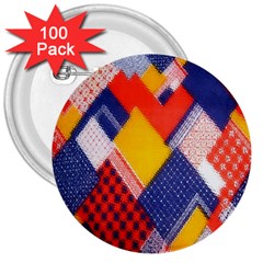 Background Fabric Multicolored Patterns 3  Buttons (100 Pack)  by Nexatart