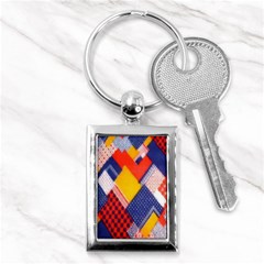 Background Fabric Multicolored Patterns Key Chains (rectangle)  by Nexatart