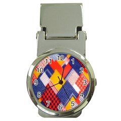 Background Fabric Multicolored Patterns Money Clip Watches by Nexatart