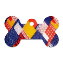 Background Fabric Multicolored Patterns Dog Tag Bone (one Side) by Nexatart