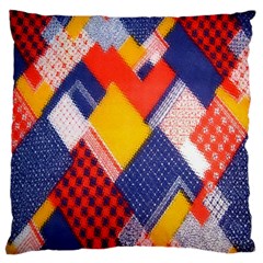 Background Fabric Multicolored Patterns Large Flano Cushion Case (one Side) by Nexatart