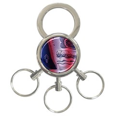 Background Fabric Patterned Blue White And Red 3-ring Key Chains by Nexatart