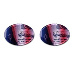 Background Fabric Patterned Blue White And Red Cufflinks (oval) by Nexatart