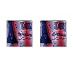 Background Fabric Patterned Blue White And Red Cufflinks (square) by Nexatart