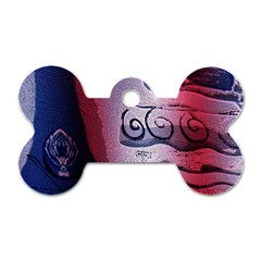 Background Fabric Patterned Blue White And Red Dog Tag Bone (two Sides) by Nexatart