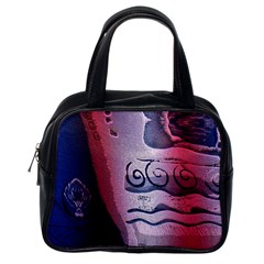 Background Fabric Patterned Blue White And Red Classic Handbags (one Side) by Nexatart