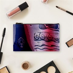 Background Fabric Patterned Blue White And Red Cosmetic Bag (small)  by Nexatart