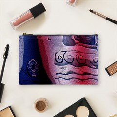 Background Fabric Patterned Blue White And Red Cosmetic Bag (medium)  by Nexatart