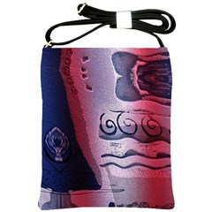 Background Fabric Patterned Blue White And Red Shoulder Sling Bags by Nexatart