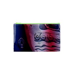 Background Fabric Patterned Blue White And Red Cosmetic Bag (xs) by Nexatart