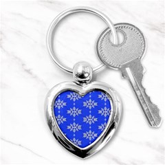 Background For Scrapbooking Or Other Snowflakes Patterns Key Chains (heart)  by Nexatart