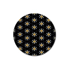 Background For Scrapbooking Or Other With Flower Patterns Rubber Round Coaster (4 Pack)  by Nexatart