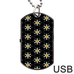 Background For Scrapbooking Or Other With Flower Patterns Dog Tag Usb Flash (two Sides) by Nexatart