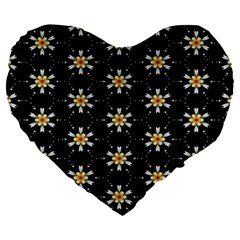 Background For Scrapbooking Or Other With Flower Patterns Large 19  Premium Flano Heart Shape Cushions by Nexatart