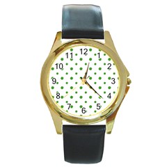 Saint Patrick Motif Pattern Round Gold Metal Watch