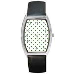 Saint Patrick Motif Pattern Barrel Style Metal Watch Front