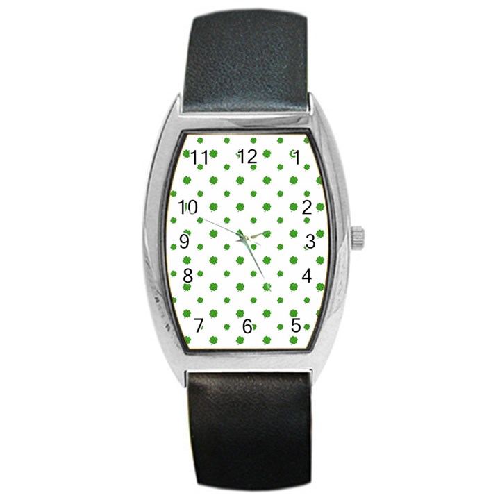 Saint Patrick Motif Pattern Barrel Style Metal Watch