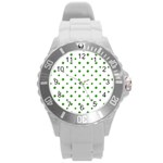 Saint Patrick Motif Pattern Round Plastic Sport Watch (L) Front