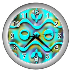 Background Braid Fantasy Blue Wall Clocks (silver)  by Nexatart