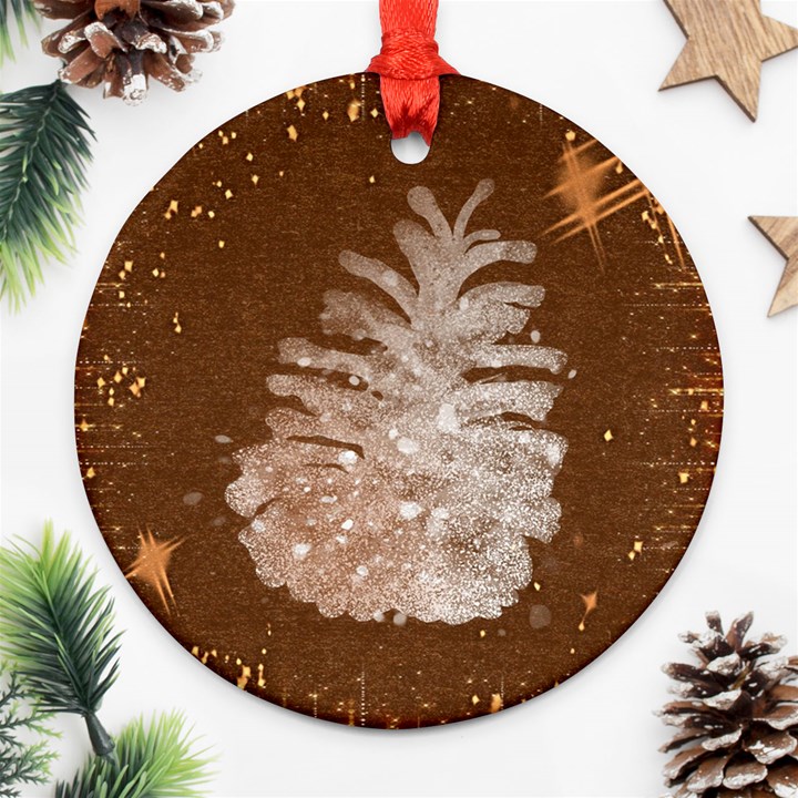 Background Christmas Tree Christmas Round Ornament (Two Sides)