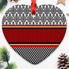 Background Damask Red Black Ornament (heart) by Nexatart