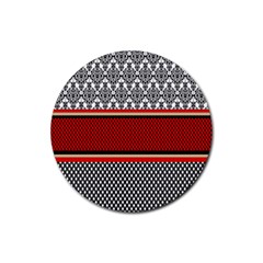 Background Damask Red Black Rubber Coaster (round)  by Nexatart