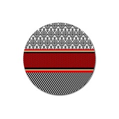 Background Damask Red Black Magnet 3  (round) by Nexatart