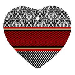 Background Damask Red Black Heart Ornament (two Sides) by Nexatart