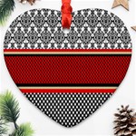 Background Damask Red Black Heart Ornament (Two Sides) Front