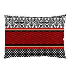 Background Damask Red Black Pillow Case by Nexatart