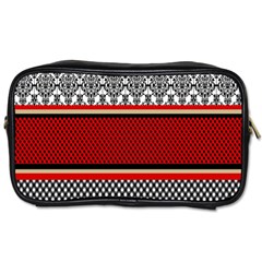 Background Damask Red Black Toiletries Bags by Nexatart