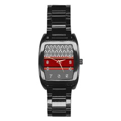 Background Damask Red Black Stainless Steel Barrel Watch by Nexatart