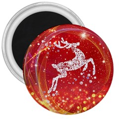 Background Reindeer Christmas 3  Magnets by Nexatart