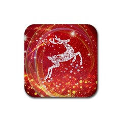 Background Reindeer Christmas Rubber Coaster (square)  by Nexatart