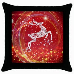 Background Reindeer Christmas Throw Pillow Case (black) by Nexatart